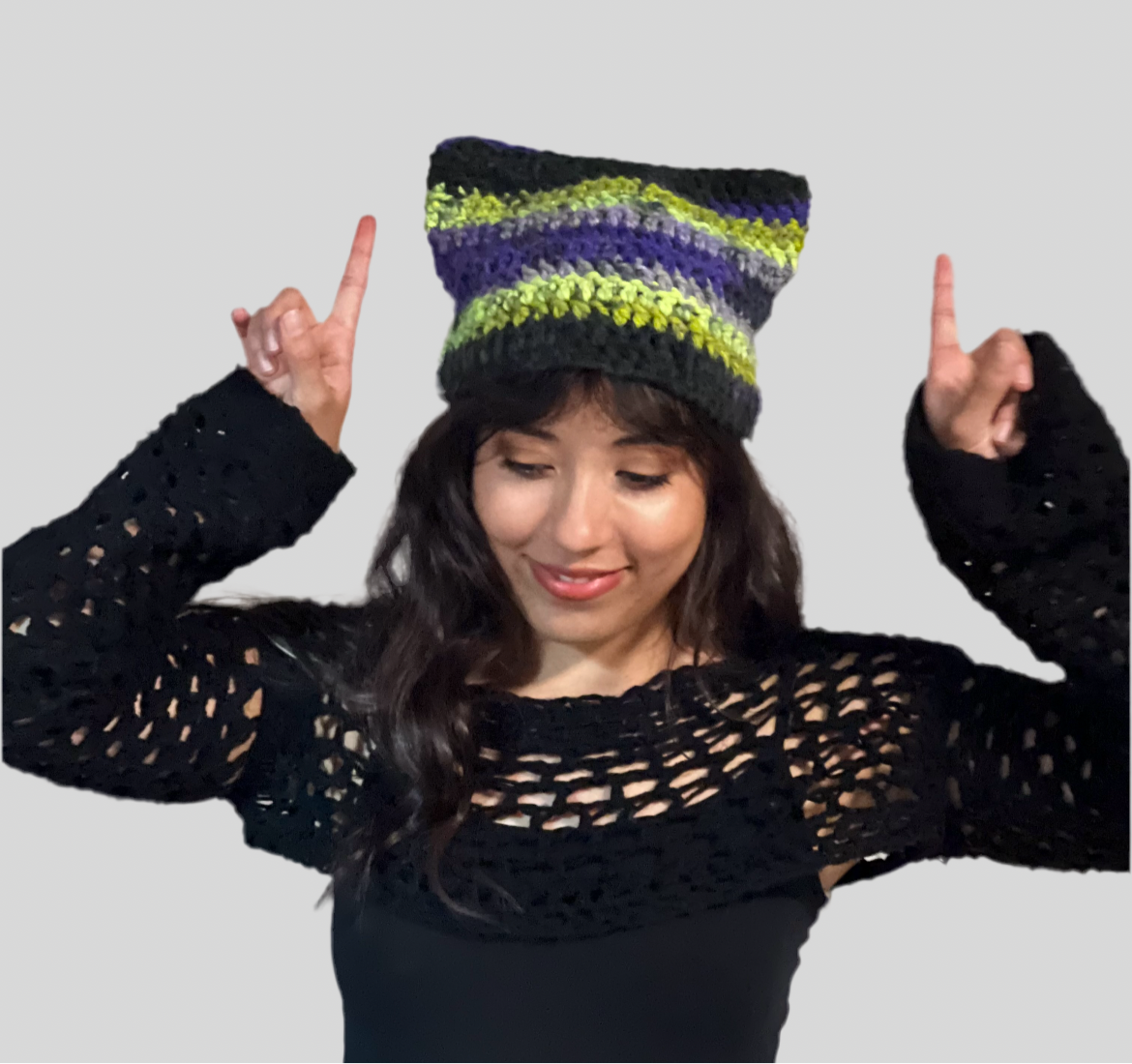 Handmade Crochet Cat Hat Beanies - Acrylic