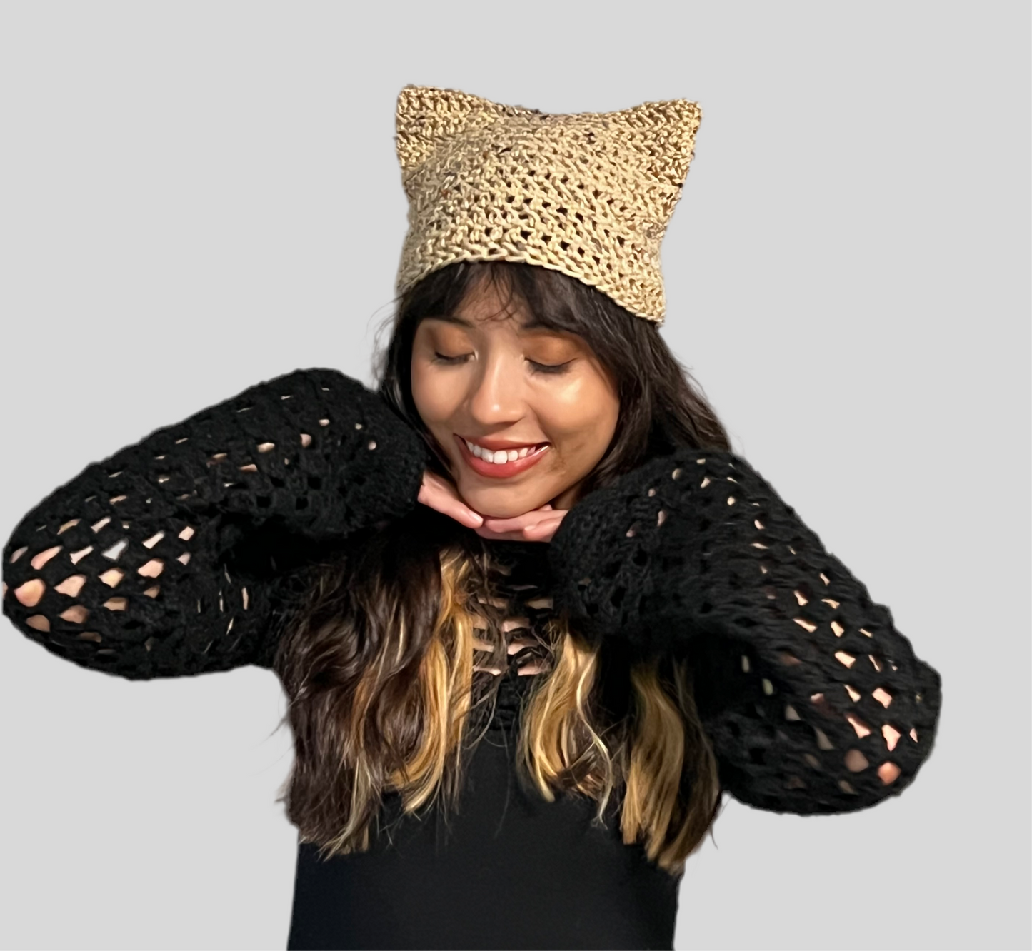 Handmade Crochet Cat Hat Beanies - Acrylic